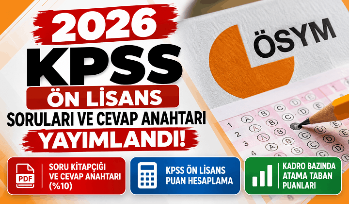2026 KPSS Ön Lisans Soruları ve Cevap Anahtarı Yayımlandı! ÖSYM PDF Ekranı